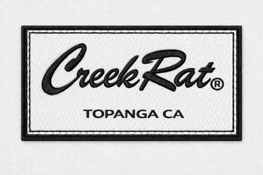 Black CreekRat embroidered patch with white script logo
